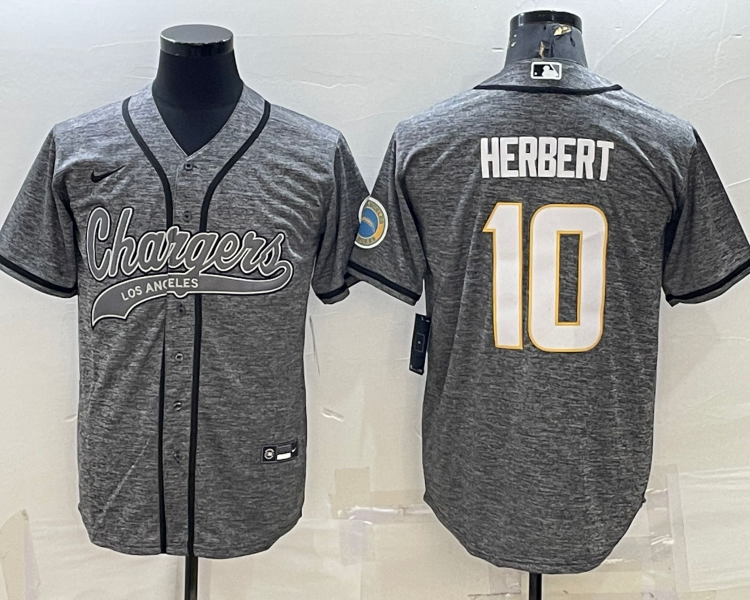 Men's Los Angeles Chargers Justin Herbert #10 Gray Jersey Joint Edition