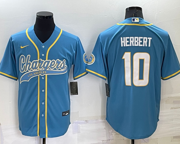 Men's Los Angeles Chargers Justin Herbert #10 Powder Blue Jersey Joint Edition