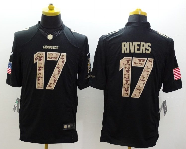 Men's Los Angeles Chargers Philip Rivers #17 Black Jersey
