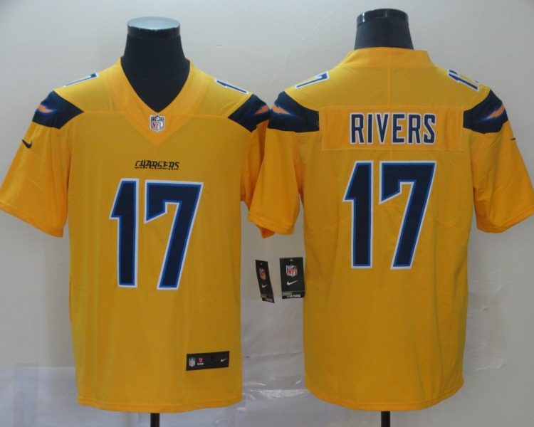 Men's Los Angeles Chargers Philip Rivers #17 Yellow Inverted Legend Jersey