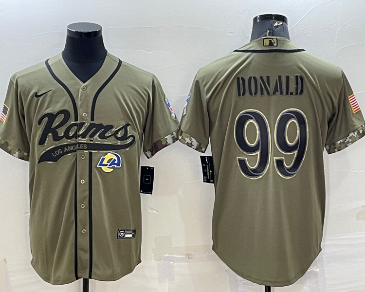 Men's Los Angeles Rams Aaron Donald #99 Olive 2022 Salute To Service Limited Jersey Joint Edition