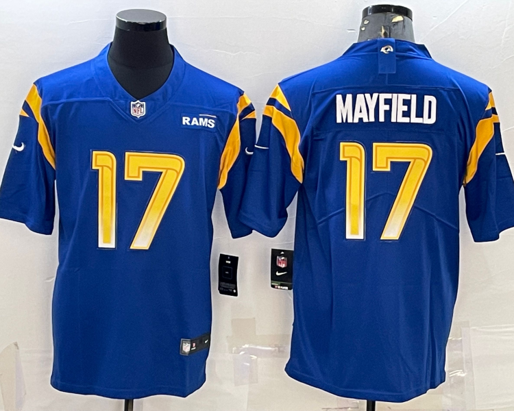 Men's Los Angeles Rams Baker Mayfield #17 Blue Jersey