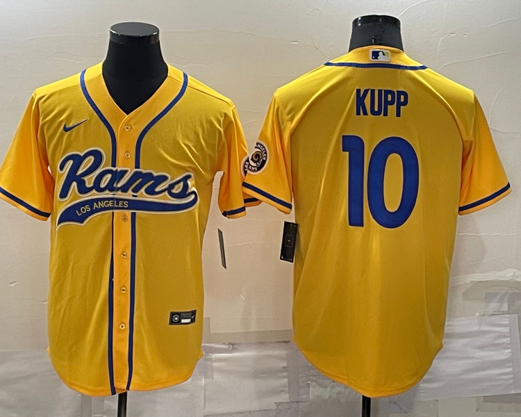 Men's Los Angeles Rams Cooper Kupp #10 Yellow Jersey Joint Edition