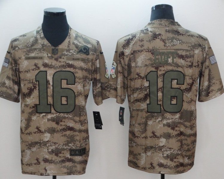 Men's Los Angeles Rams Jared Goff #16 Camouflage Jersey