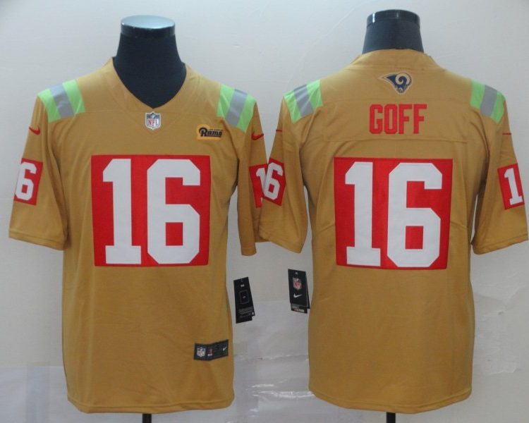 Men's Los Angeles Rams Jared Goff #16 Yellow City Edition Jersey