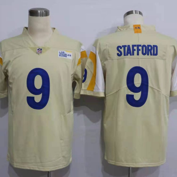 Men's Los Angeles Rams Matthew Stafford #9 Beige Vapor Limited Jersey