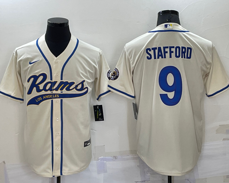 Men's Los Angeles Rams Matthew Stafford #9 Bone Jersey Joint Edition