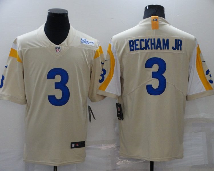 Men's Los Angeles Rams Odell Beckham Jr. #3 Beige Jersey