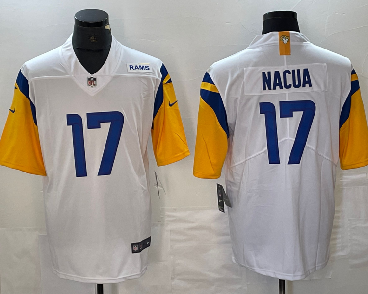 Men's Los Angeles Rams Puka Nacua #17 White Jersey