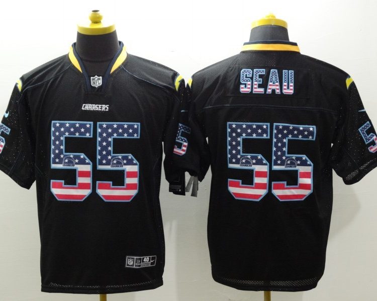 Men's Los Angeles Chargers Junior Seau #55 Black Jersey