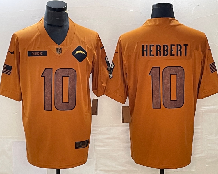 Men's Los Angeles Chargers Justin Herbert #10 Brown 2023 Salute To Service Limited Jersey