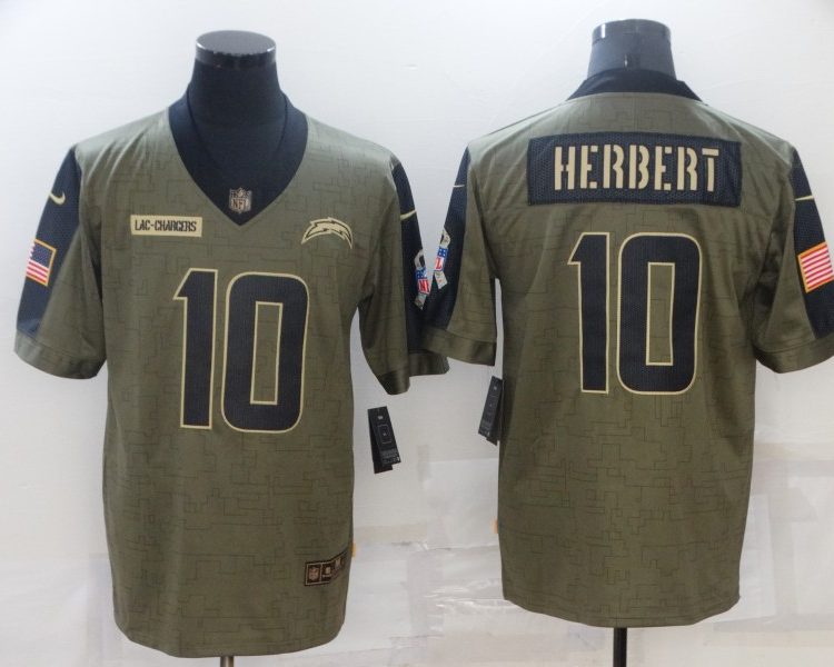 Men's Los Angeles Chargers Justin Herbert #10 Brown Jersey