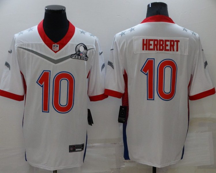 Men's Los Angeles Chargers Justin Herbert #10 White ALL STAR Jersey