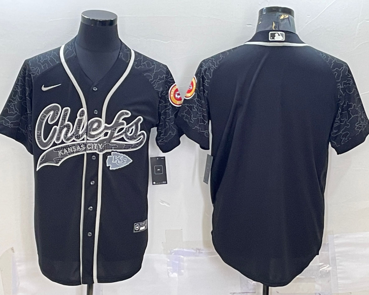 Men's Kansas City Chiefs Black RFLCTV Limited Blank Jersey