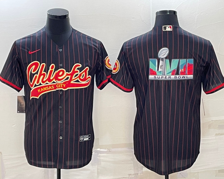 Men's Kansas City Chiefs Black Super Bowl LVII Patch Jersey