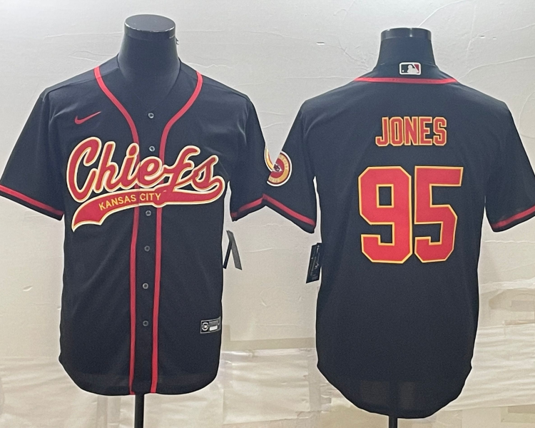 Men's Kansas City Chiefs Chris Jones #95 Black Jersey Joint Edition