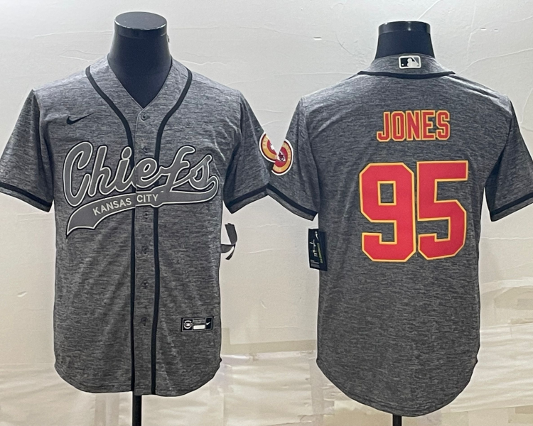 Men's Kansas City Chiefs Chris Jones #95 Grey Jersey Joint Edition