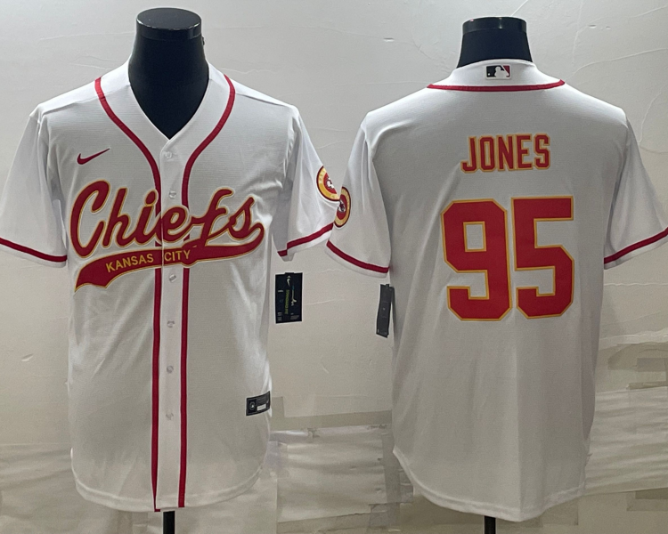 Men's Kansas City Chiefs Chris Jones #95 White Jersey Joint Edition