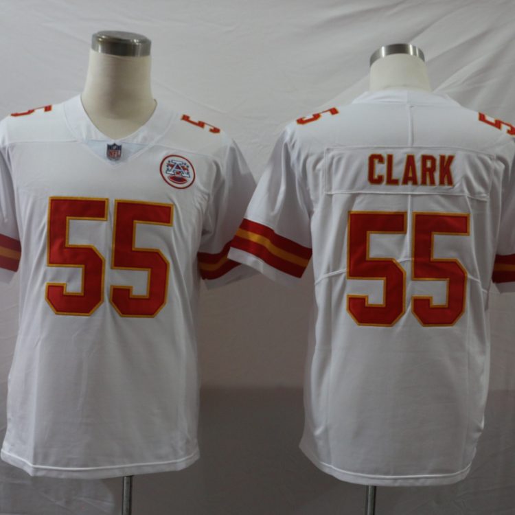 Men's Kansas City Chiefs Frank Clark #55 White Jersey