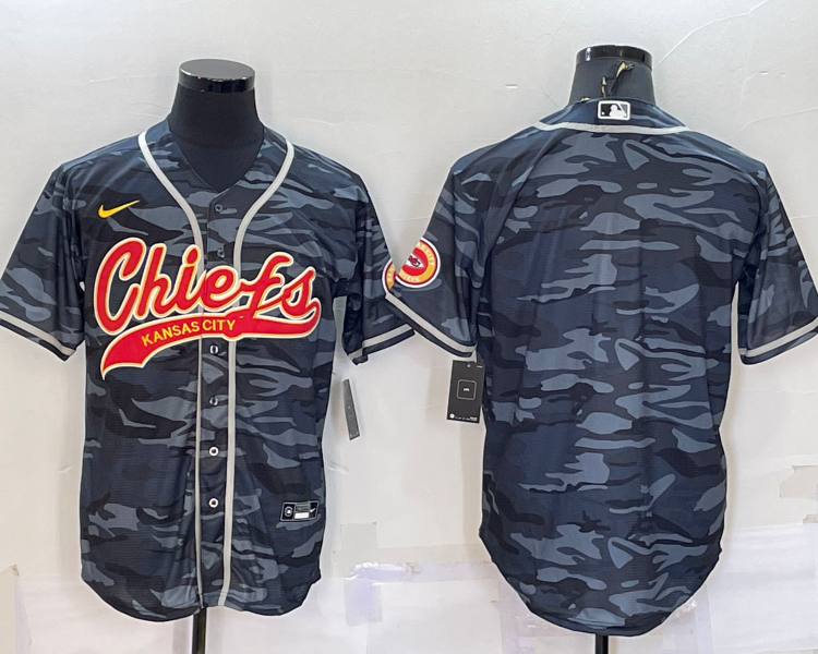 Men's Kansas City Chiefs Grey Camouflage Blank Jersey