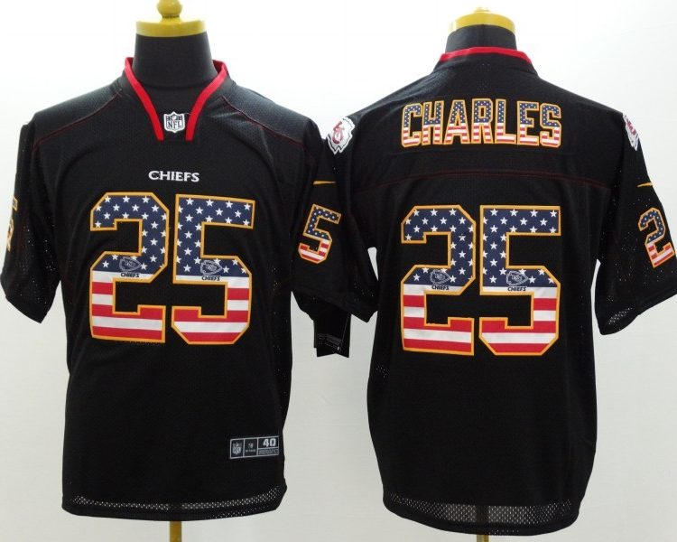 Men's Kansas City Chiefs Jamaal Charles #25 Black Jersey