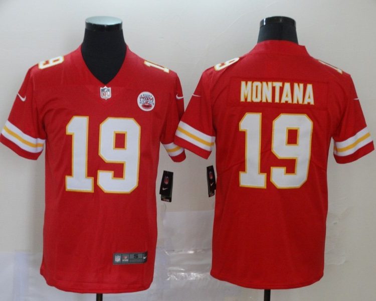 Men's Kansas City Chiefs Joe Montana #19 Red Jersey
