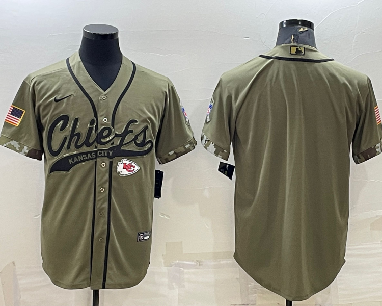 Men's Kansas City Chiefs Olive 2022 Salute To Service Limited Blank Jersey