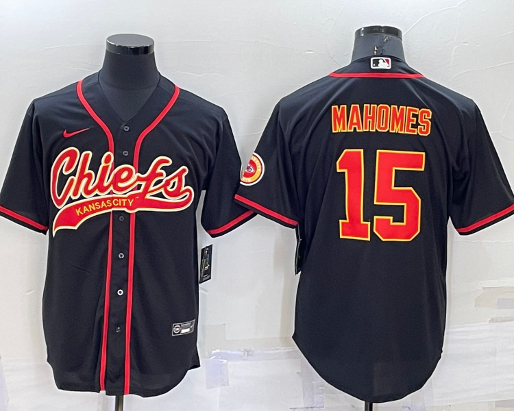 Men's Kansas City Chiefs Patrick Mahomes #15 Black Jersey Joint Edition