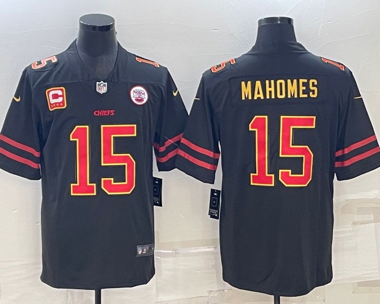 Men's Kansas City Chiefs Patrick Mahomes #15 Black Jersey