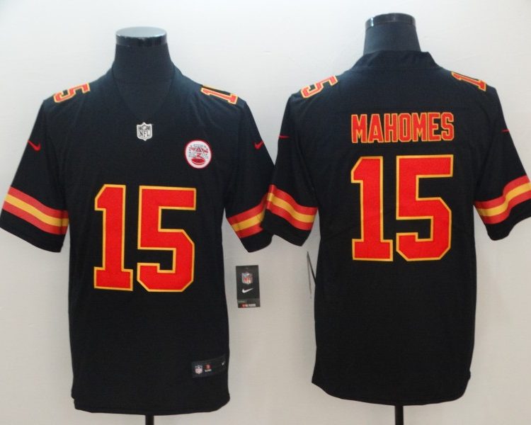 Men's Kansas City Chiefs Patrick Mahomes #15 Black Jersey