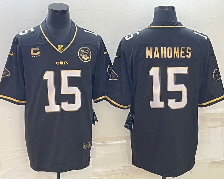 Men's Kansas City Chiefs Patrick Mahomes #15 Black Team Jersey