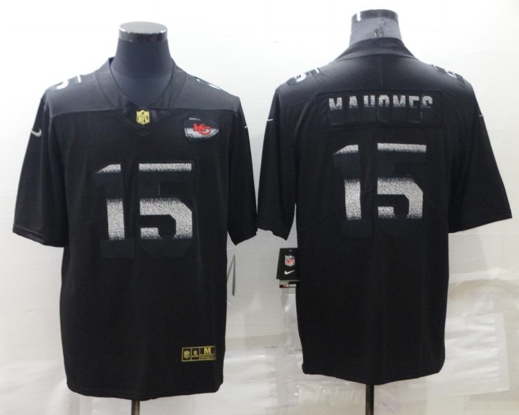 Men's Kansas City Chiefs Patrick Mahomes #15 Black Vapor Elite Jersey