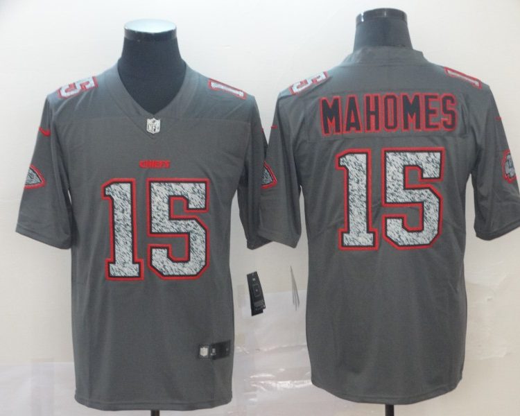 Men's Kansas City Chiefs Patrick Mahomes #15 Gray Alternate Jersey