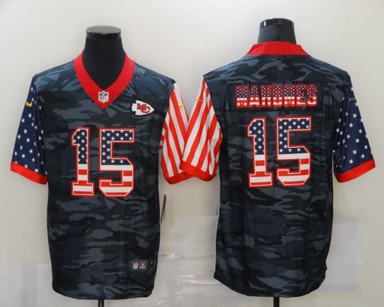 Men's Kansas City Chiefs Patrick Mahomes #15 Gray Camouflage Jersey