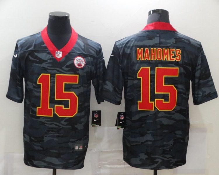 Men's Kansas City Chiefs Patrick Mahomes #15 Gray Camouflage Jersey