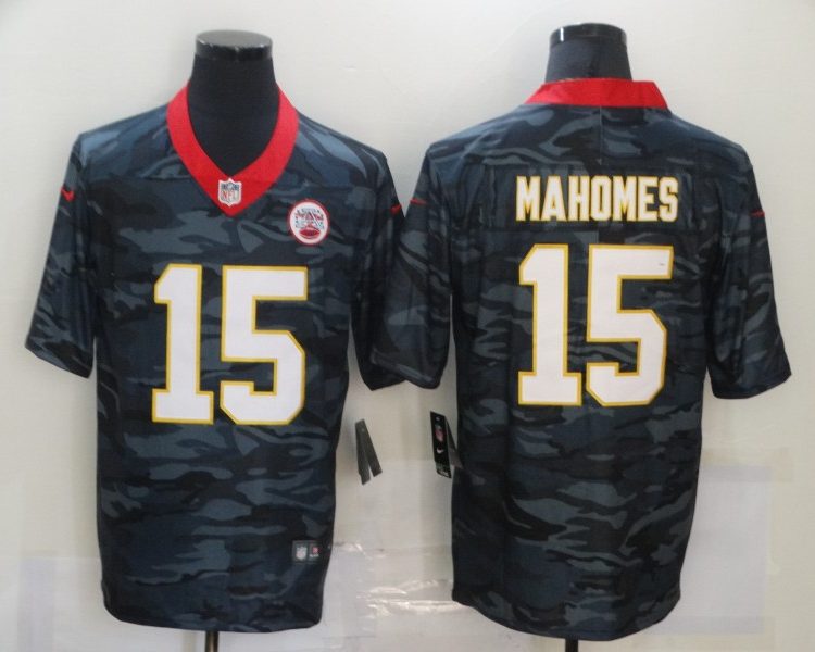 Men's Kansas City Chiefs Patrick Mahomes #15 Gray Camouflage Jersey