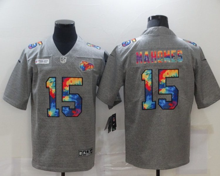 Men's Kansas City Chiefs Patrick Mahomes #15 Gray Jersey