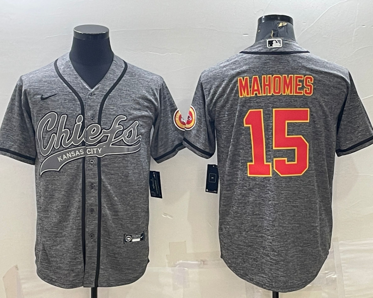 Men's Kansas City Chiefs Patrick Mahomes #15 Grey Jersey Joint Edition