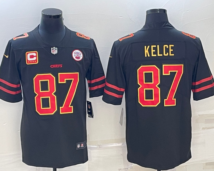 Men's Kansas City Chiefs Travis Kelce #87 Black Team Jersey