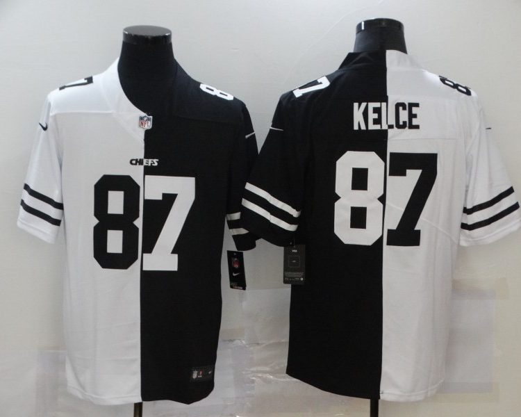 Men's Kansas City Chiefs Travis Kelce #87 Black/White Jersey