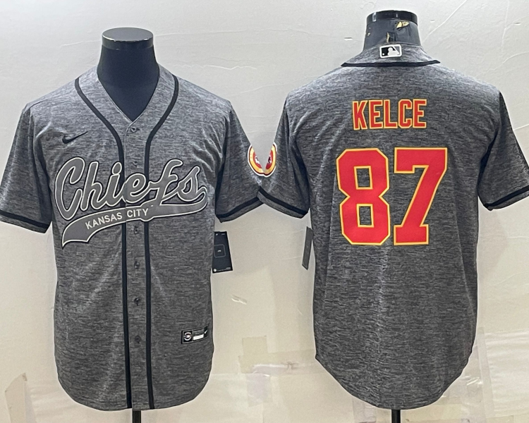 Men's Kansas City Chiefs Travis Kelce #87 Grey Jersey Joint Edition