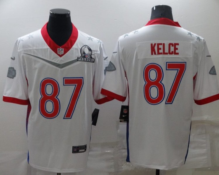 Men's Kansas City Chiefs Travis Kelce #87 White ALL STAR Jersey
