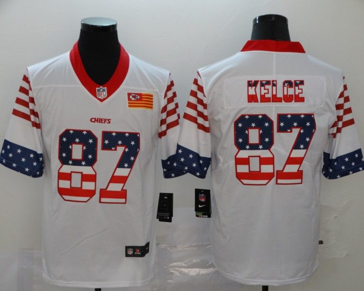 Men's Kansas City Chiefs Travis Kelce #87 White Alternate Jersey