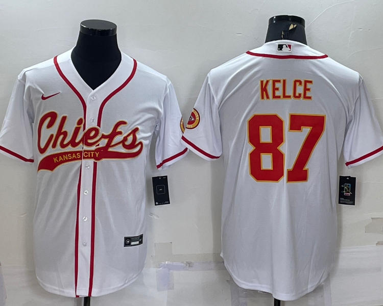 Men's Kansas City Chiefs Travis Kelce #87 White Jersey Joint Edition