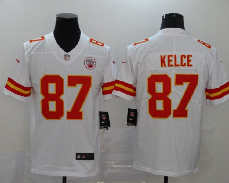 Men's Kansas City Chiefs Travis Kelce #87 White Jersey