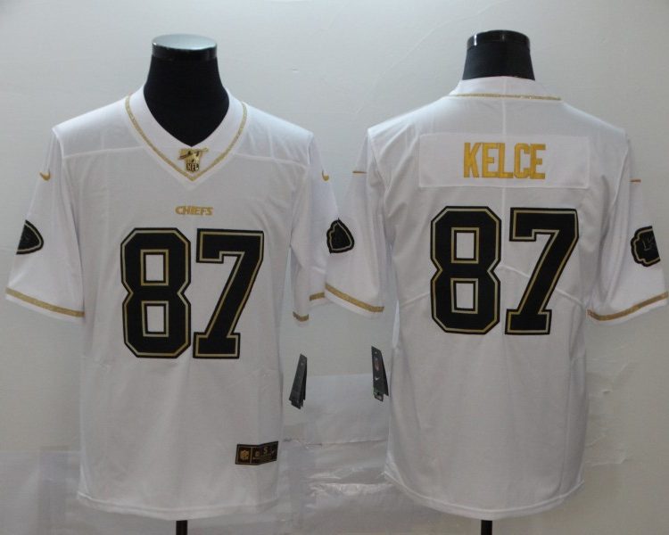 Men's Kansas City Chiefs Travis Kelce #87 White Jersey