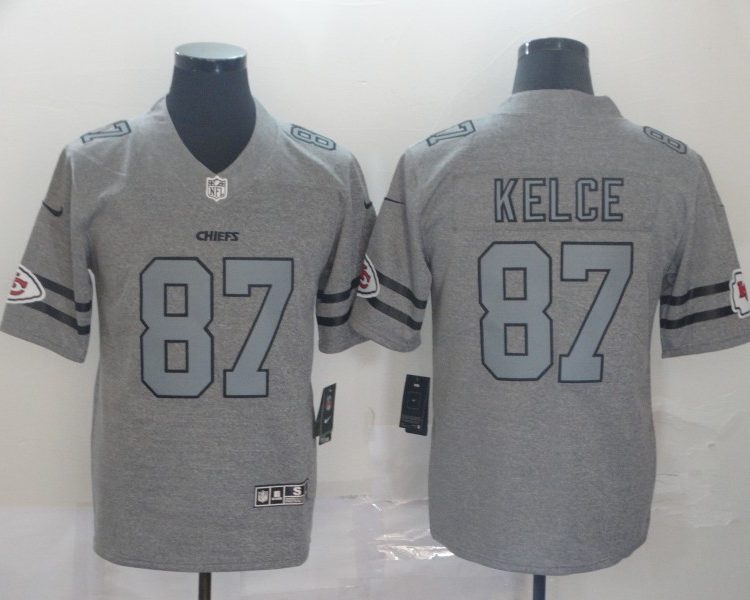 Men's Kansas City Chiefs Travis Kelce Jersey Gray