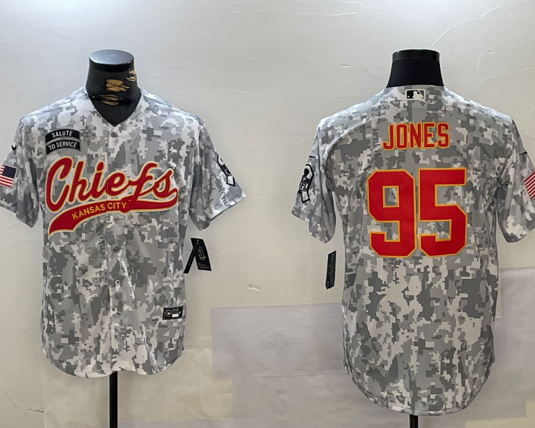 Men's Kansas City Chiefs Chris Jones #95 Arctic Camo 2024 Salute to Service Jersey