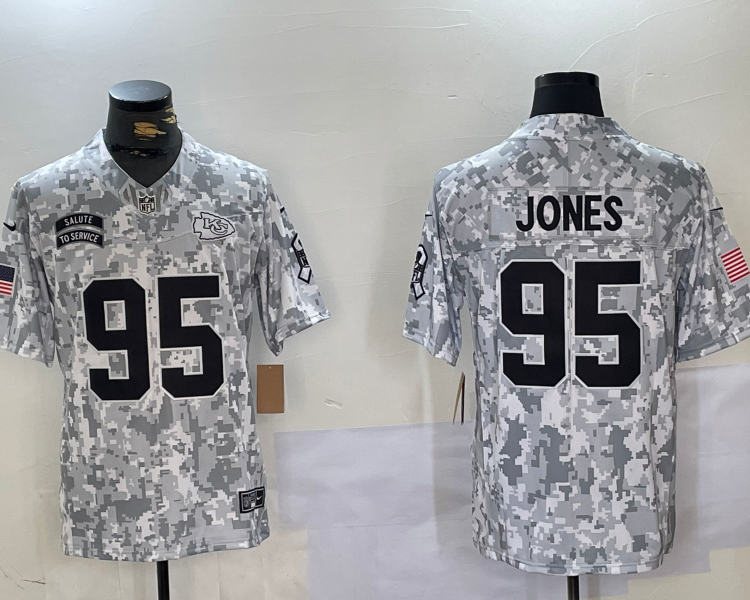 Men's Kansas City Chiefs Chris Jones #95 Arctic Camo 2024 Salute to Service Limited Jersey