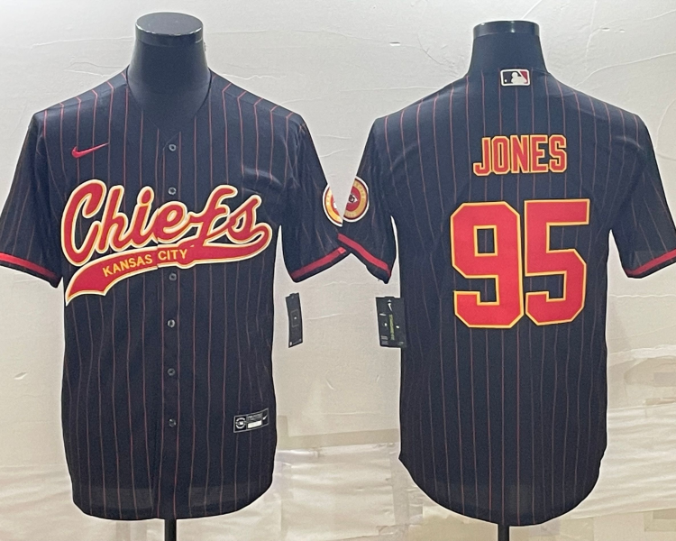 Men's Kansas City Chiefs Chris Jones #95 Black Jersey Joint Edition